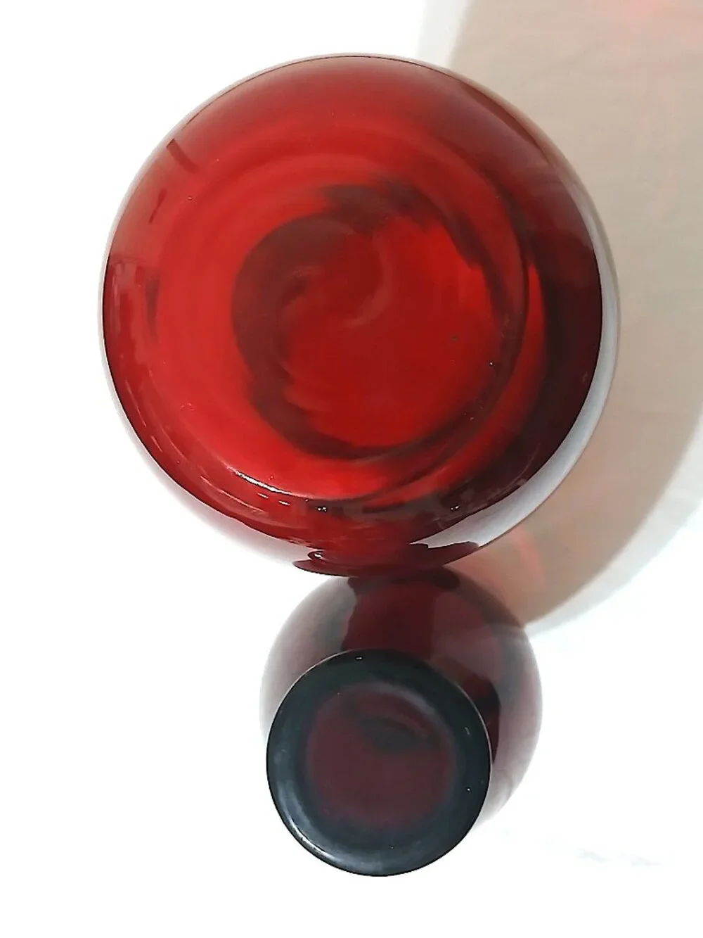 Vintage Hand Blown Ruby Red Art Glass Vase Set Pair Studio Glass 9